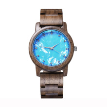 Hot Selling Custom Brand Wood Wrist Watch Minimalist Wooden Watch Oem high quality blue wood watches
